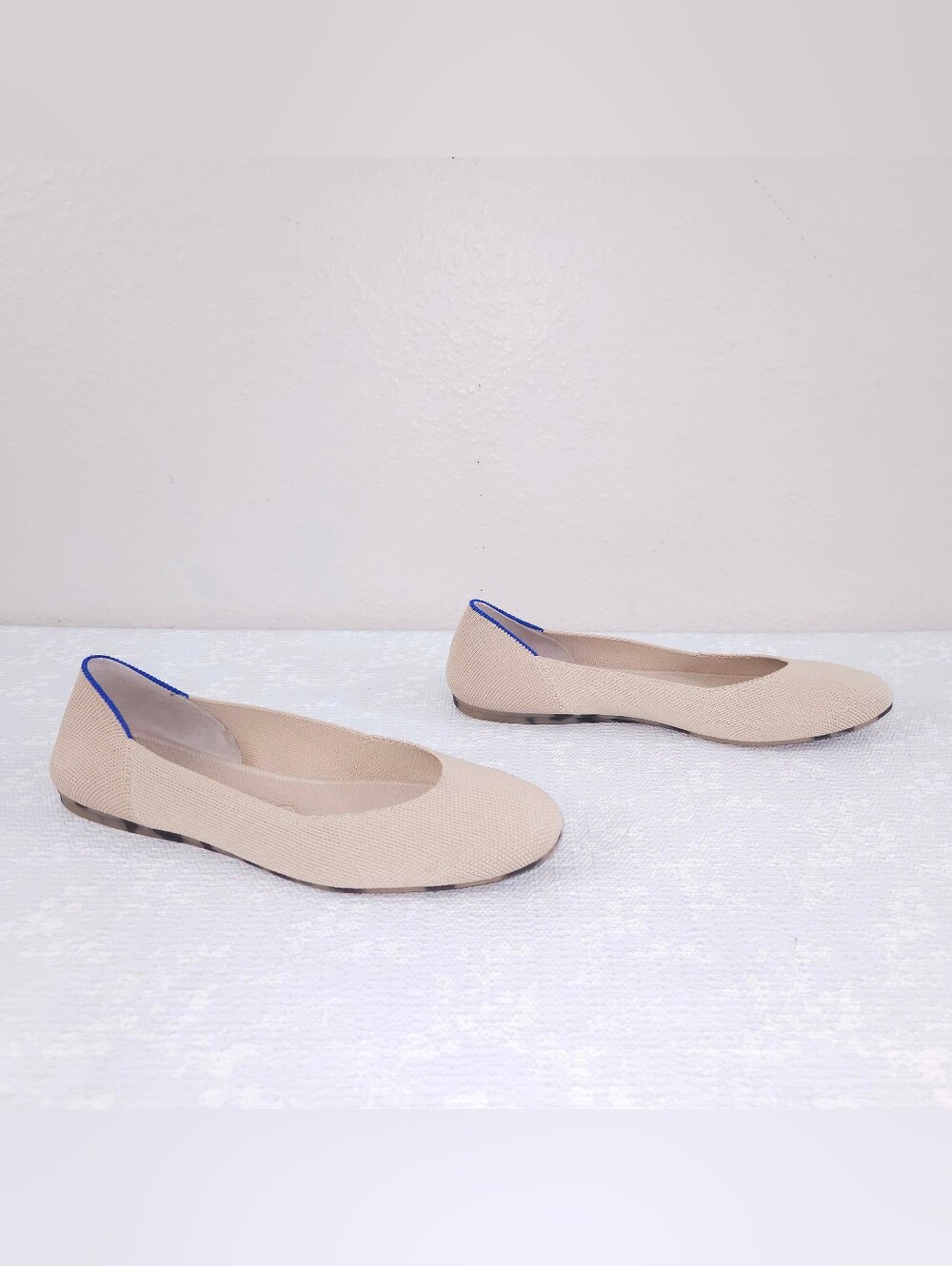 ROTHY'S The Square Ballet Flats US 8.5 Ecru Knit Washable Slip-On Shoes - Picture 3 of 11